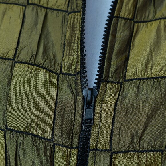 Vintage 90s Green Shiny Jacket Croc Square patchwork Metallic Y2k Style Disco - Picture 8 of 11